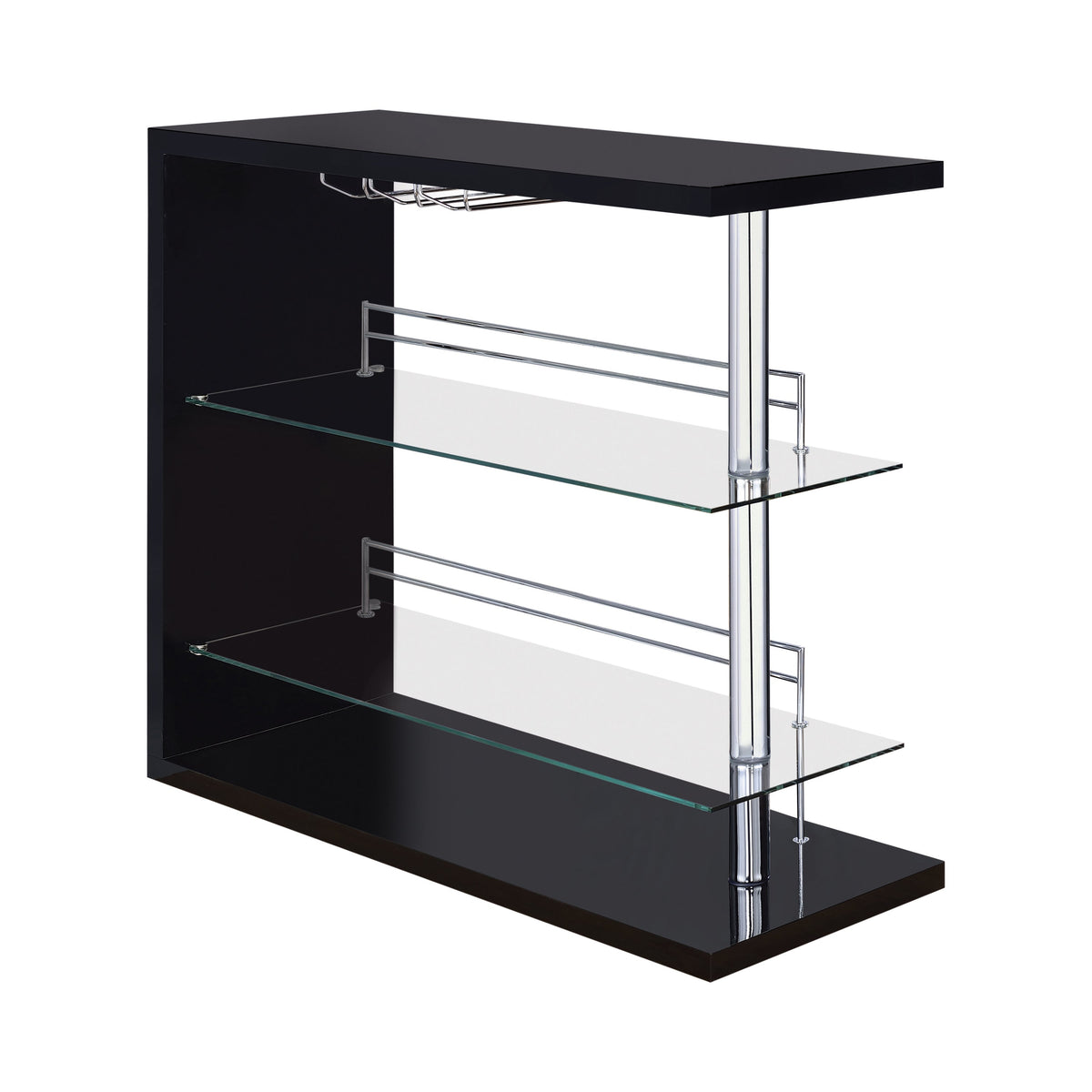 Prescott Rectangular 2-shelf Bar Unit Glossy Black