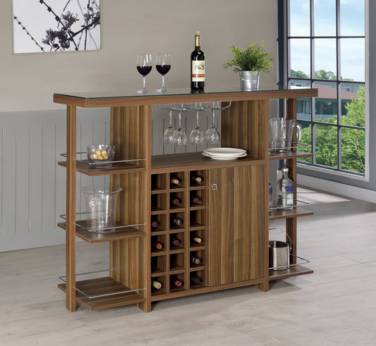 Diggs Bar Unit with Wine Bottle Storage Walnut