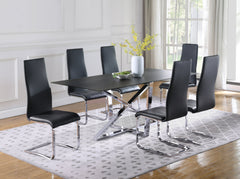 Montclair High Back Dining Chairs Black and Chrome (Set of 4)