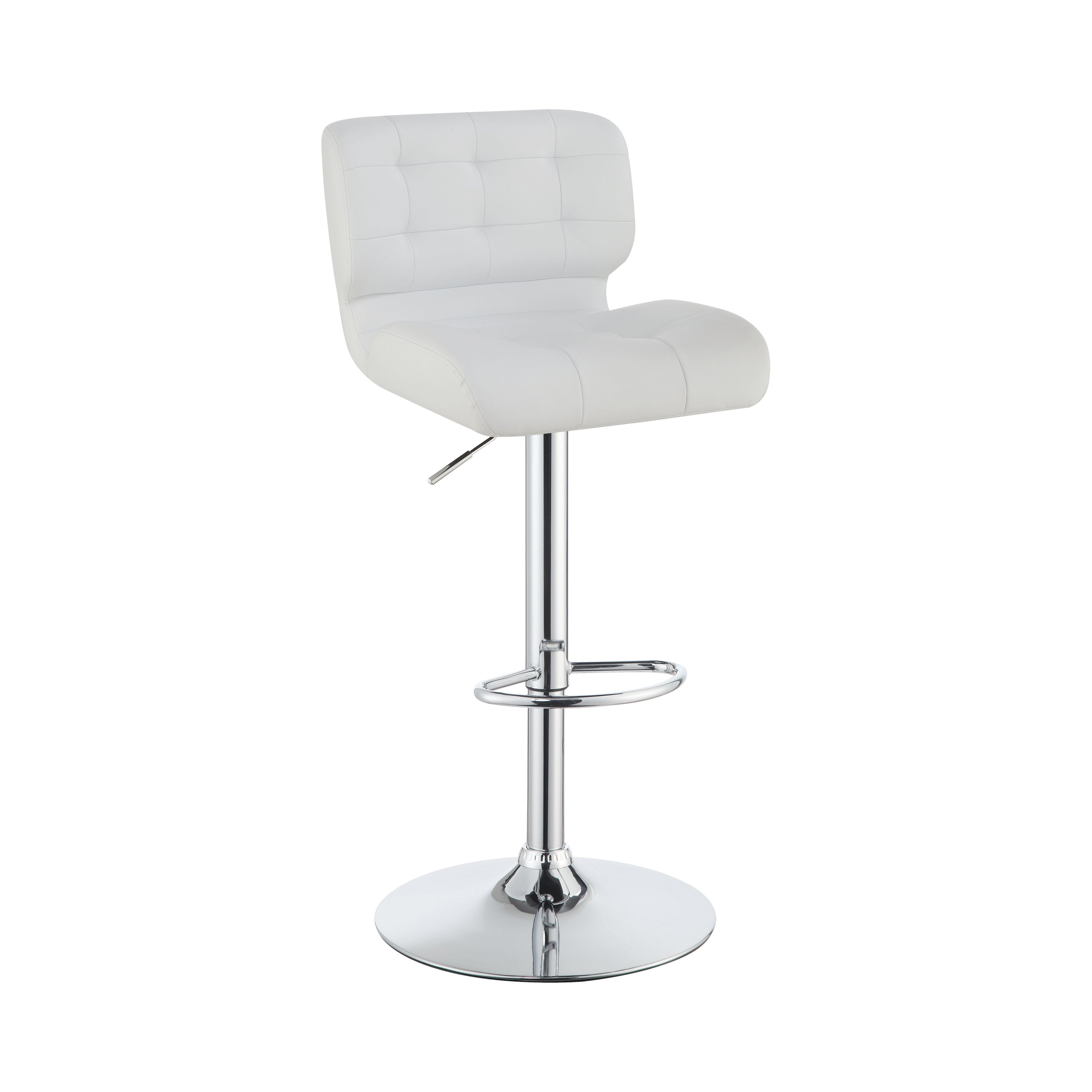 Azalea Upholstered Adjustable Bar Stools Chrome and White (Set of 2)