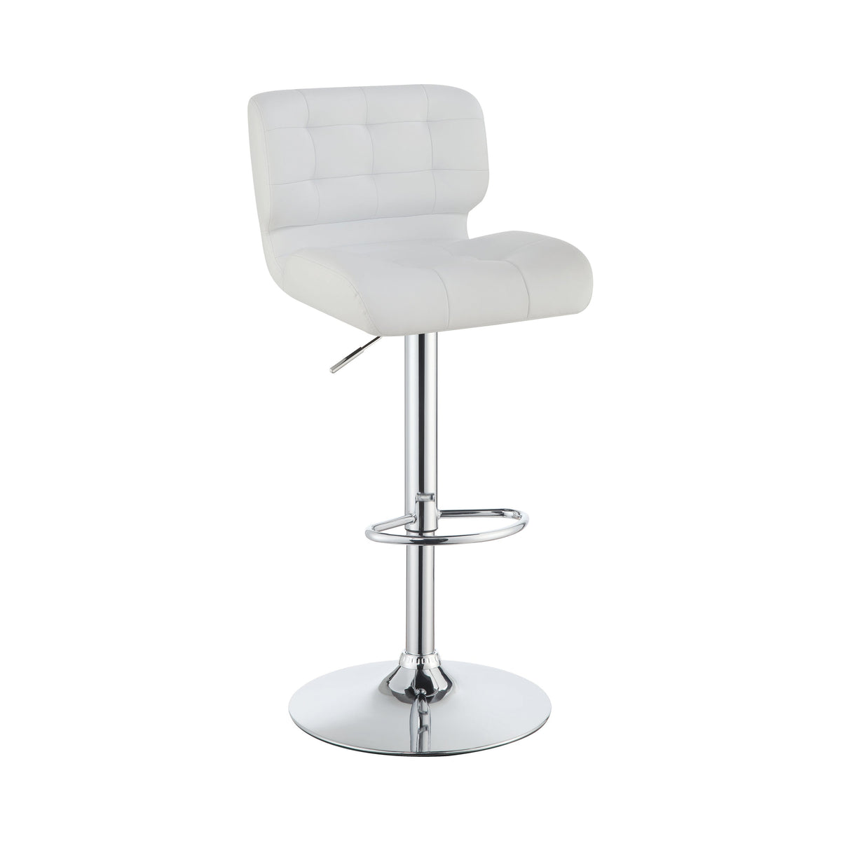 Azalea Upholstered Adjustable Bar Stools Chrome and White (Set of 2)