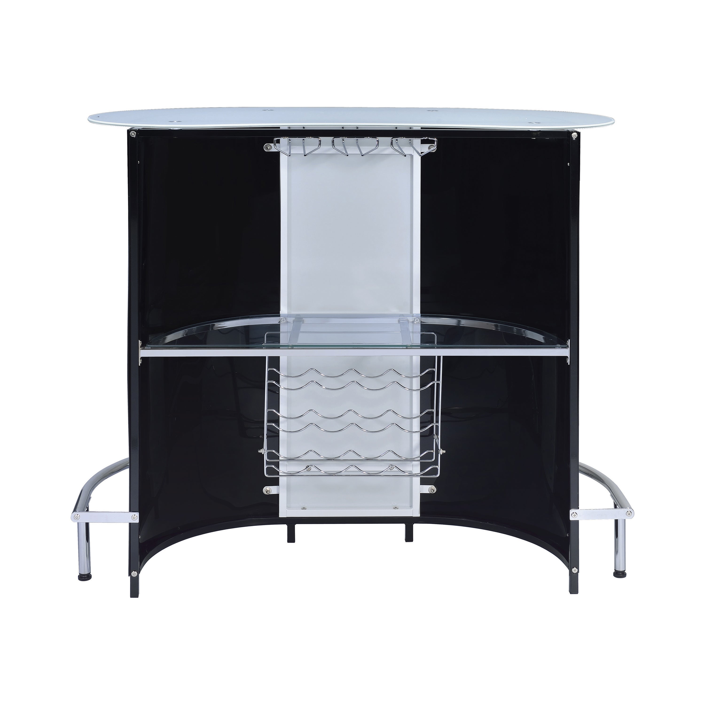 Lacewing 1-shelf Bar Unit Glossy Black and White