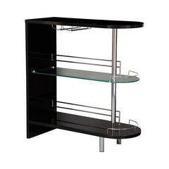 Adolfo 3-tier Bar Table Glossy Black and Clear