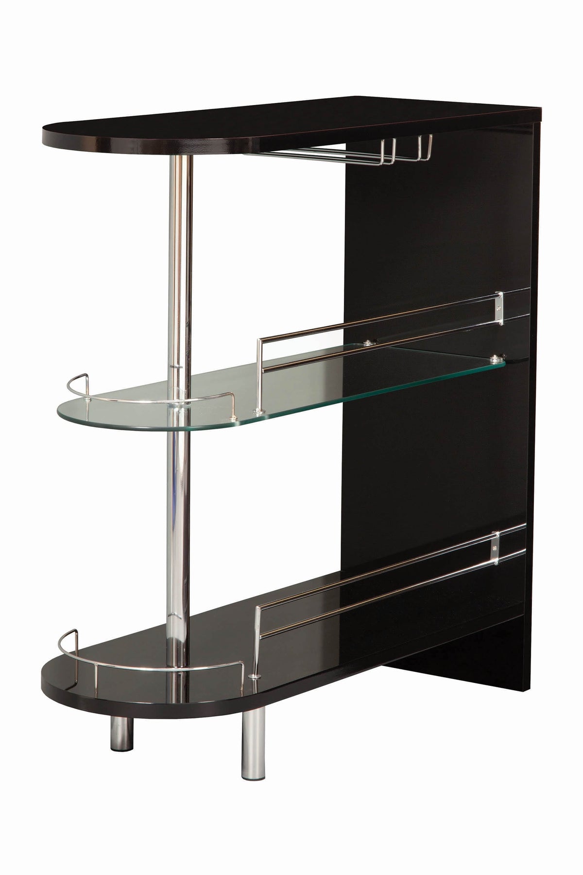 Adolfo 3-tier Bar Table Glossy Black and Clear