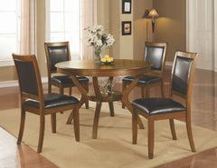 Nelms Dining Table with Shelf Deep Brown