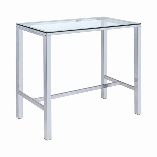 Tolbert Bar Table with Glass Top Chrome