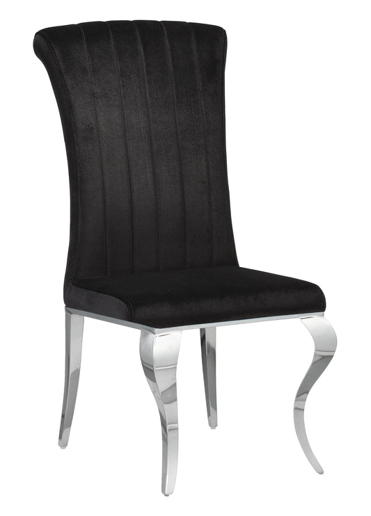 Betty Upholstered Side Chairs Black and Chrome (Set of 4)