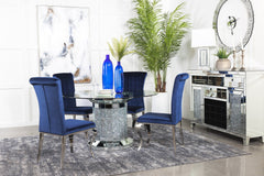 Betty Upholstered Side Chairs Ink Blue and Chrome (Set of 4)