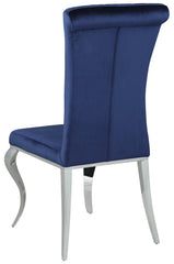 Betty Upholstered Side Chairs Ink Blue and Chrome (Set of 4)