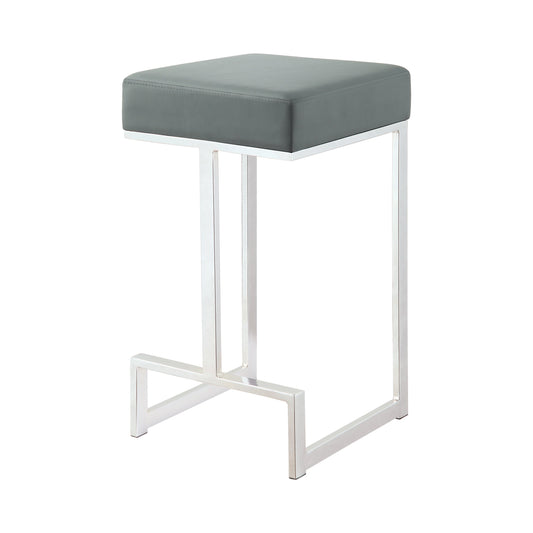 Gervase Square Counter Height Stool Grey and Chrome