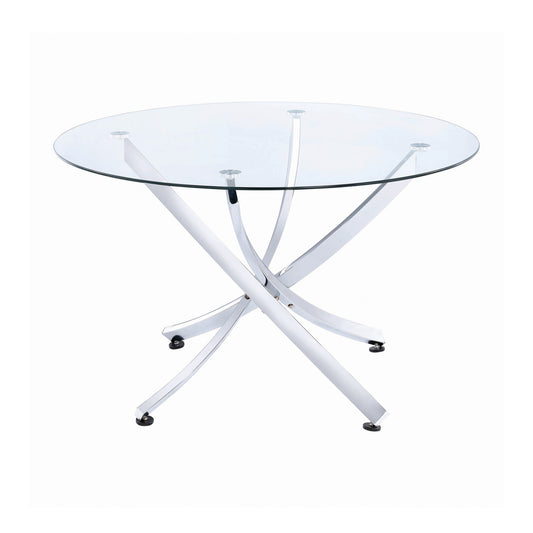 Beckham Round Dining Table Chrome and Clear