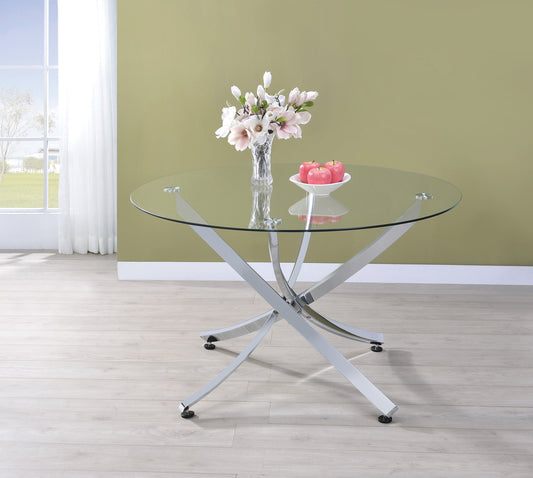 Beckham Round Dining Table Chrome and Clear