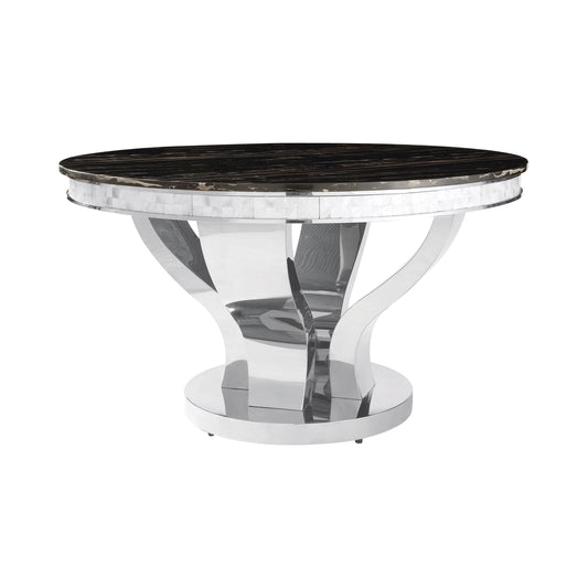 Anchorage Round Dining Table Chrome and Black