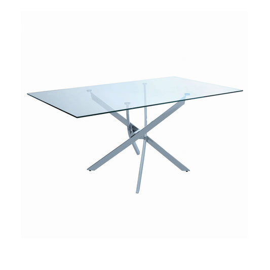 Carmelo X-shaped Dining Table Chrome and Clear