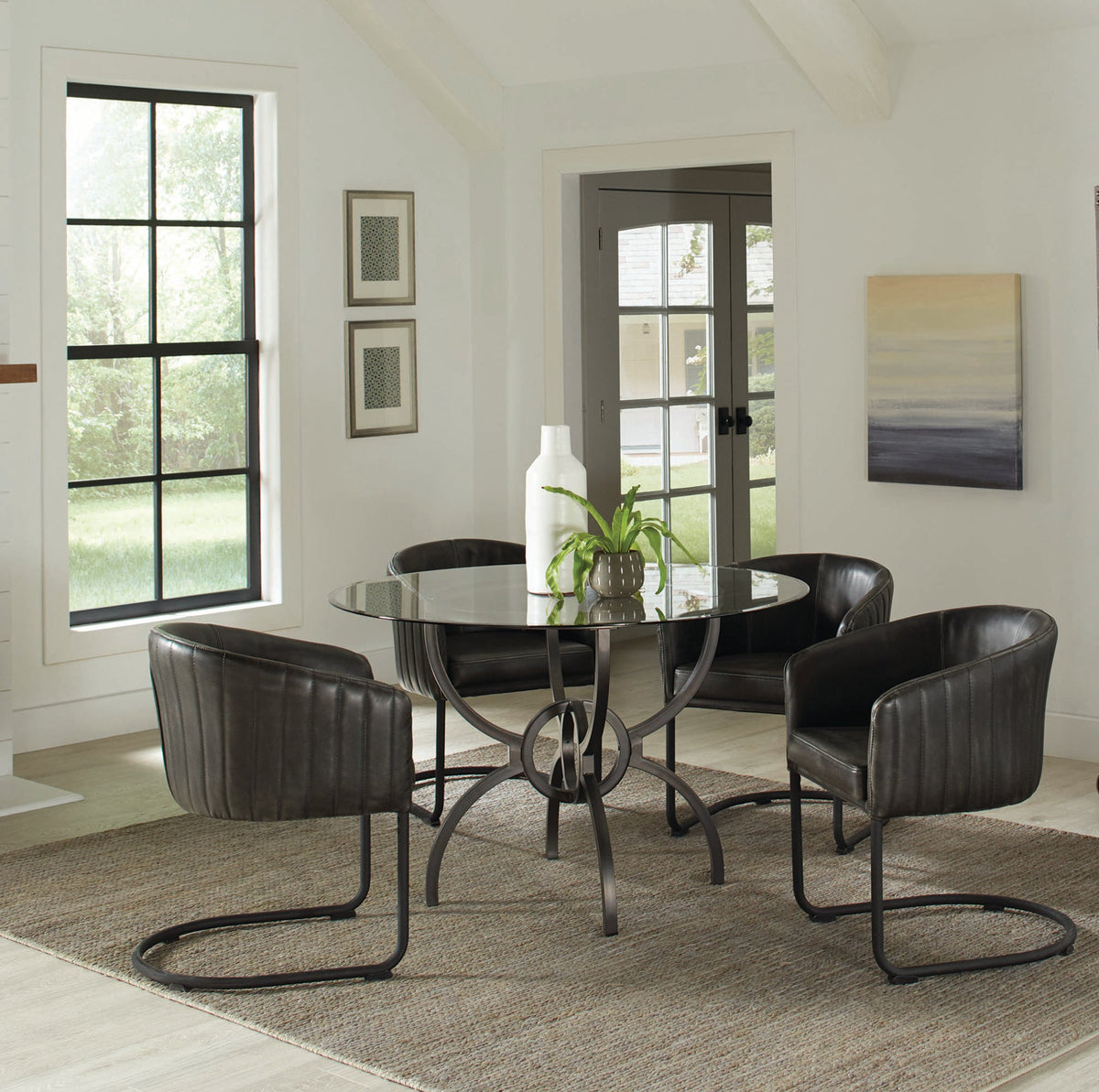 Aviano 5-piece Dining Set Gunmetal and Matte Black