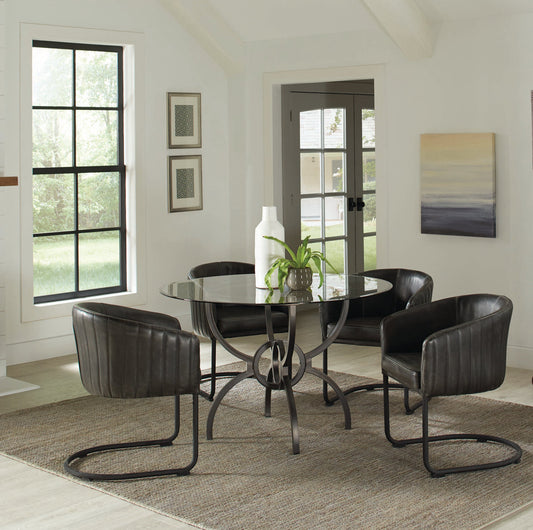 Aviano 5-piece Dining Set Gunmetal and Matte Black