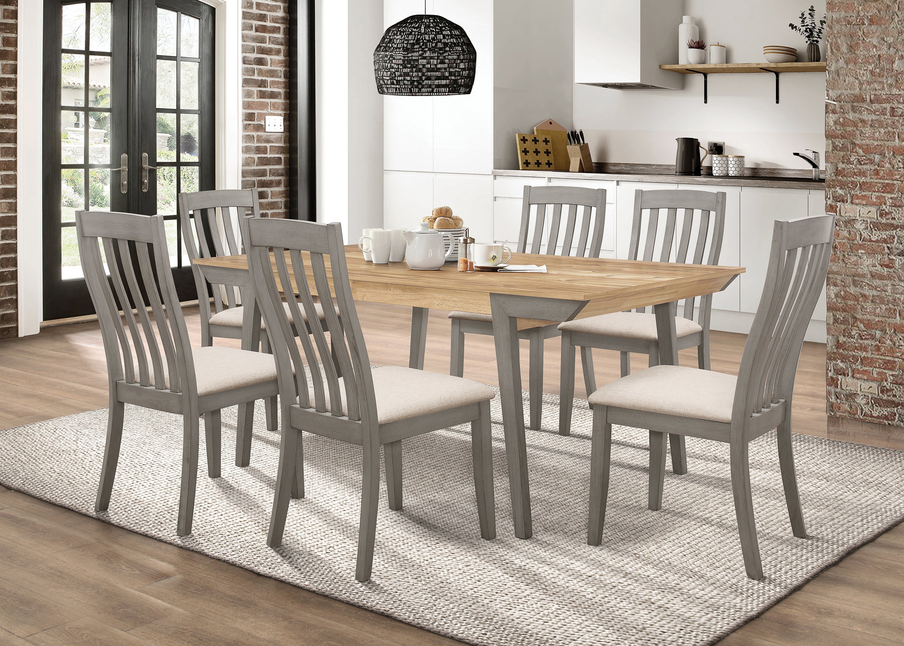 Nogales 5-piece Rectangle Dining Set Acacia and Coastal Grey