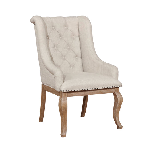 Brockway Cove Tufted Arm Chairs Cream and Barley Brown (Set of 2)