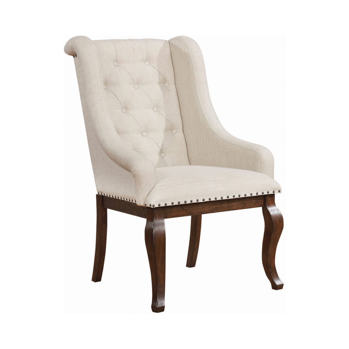 Brockway Cove Tufted Arm Chairs Cream and Antique Java (Set of 2)