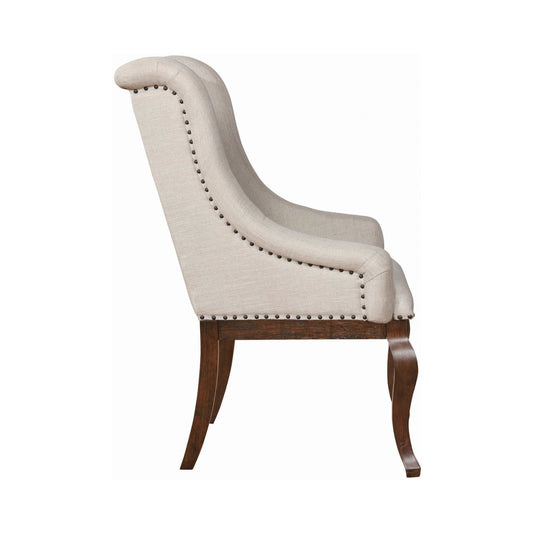 Brockway Cove Tufted Arm Chairs Cream and Antique Java (Set of 2)