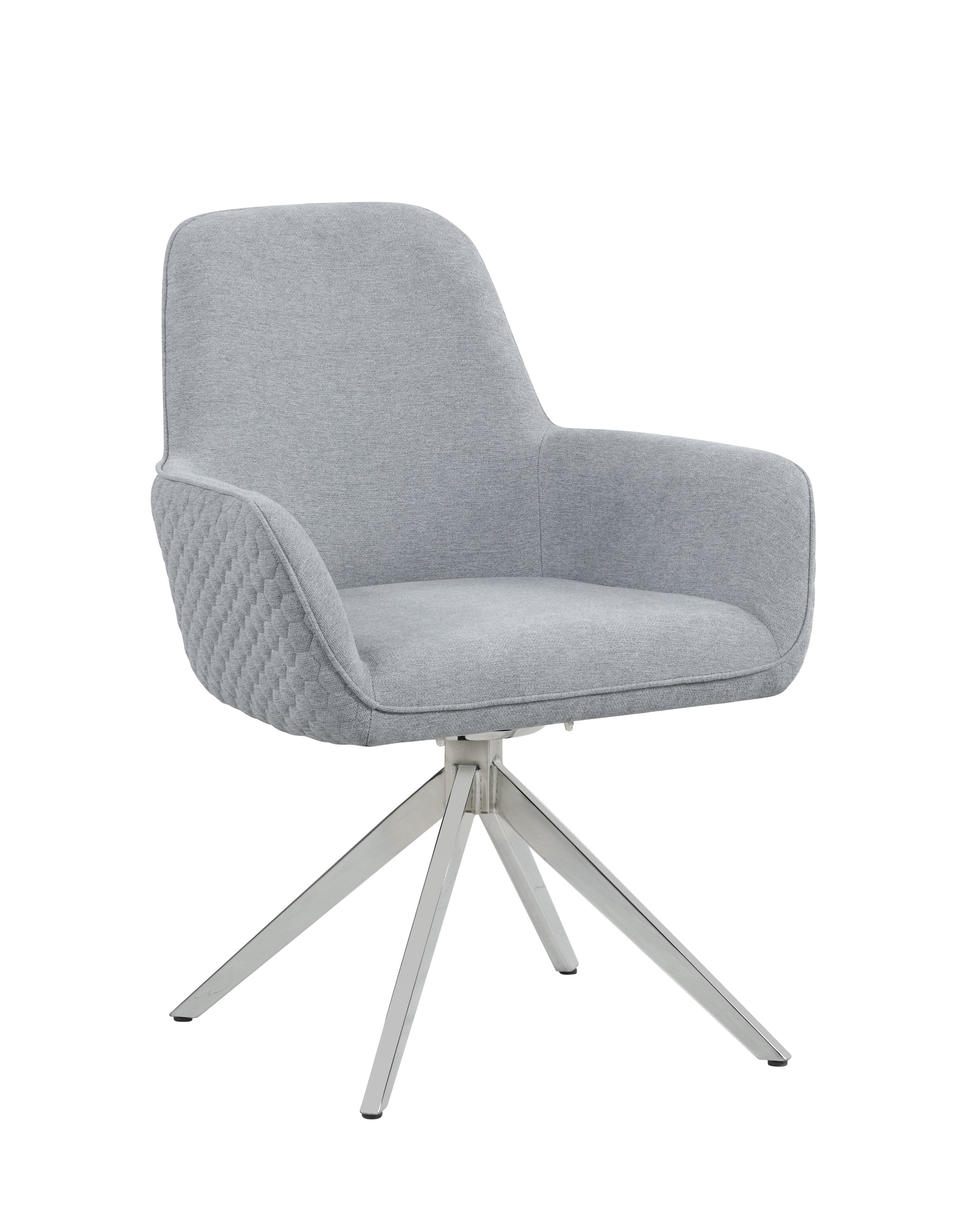 Abby Flare Arm Side Chair Light Grey and Chrome