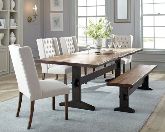 Bexley Rectangular Live Edge Dining Set Natural Honey and Espresso