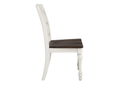 Madelyn Ladder Back Side Chairs Dark Cocoa and Coastal White (Set of 2)