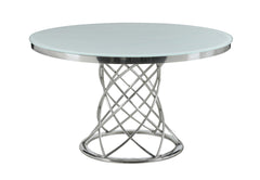 Irene 5-piece Round Glass Top Dining Set White and Chrome