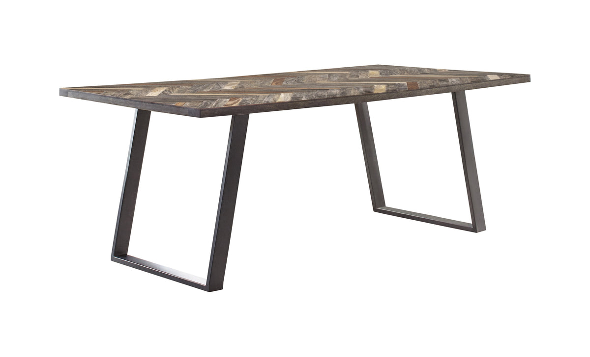 Misty Sled Leg Dining Table Grey Sheesham and Gunmetal