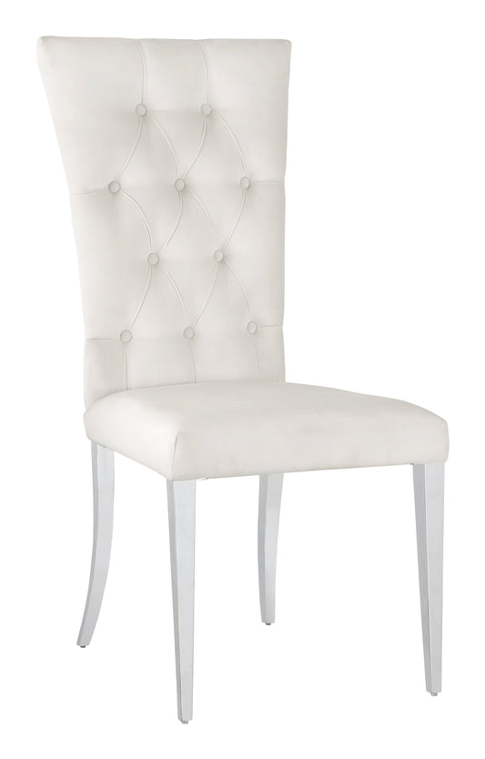 Kerwin Tufted Upholstered Side Chair (Set of 2) White and Chrome