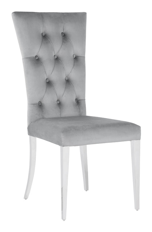 Kerwin Tufted Upholstered Side Chair (Set of 2) Grey and Chrome