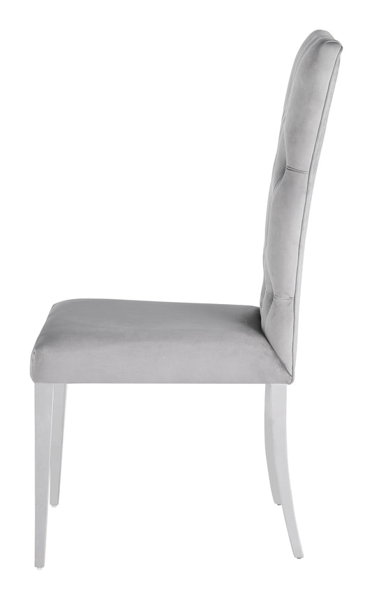 Kerwin Tufted Upholstered Side Chair (Set of 2) Grey and Chrome