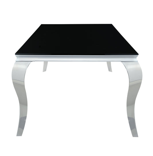 Carone Rectangular Glass Top Dining Table Black and Chrome