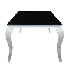 Carone Rectangular Glass Top Dining Table Black and Chrome