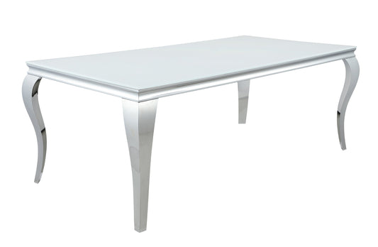 Carone Rectangular Glass Top Dining Table White and Chrome