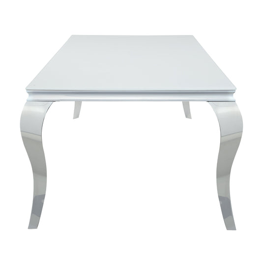 Carone Rectangular Glass Top Dining Table White and Chrome