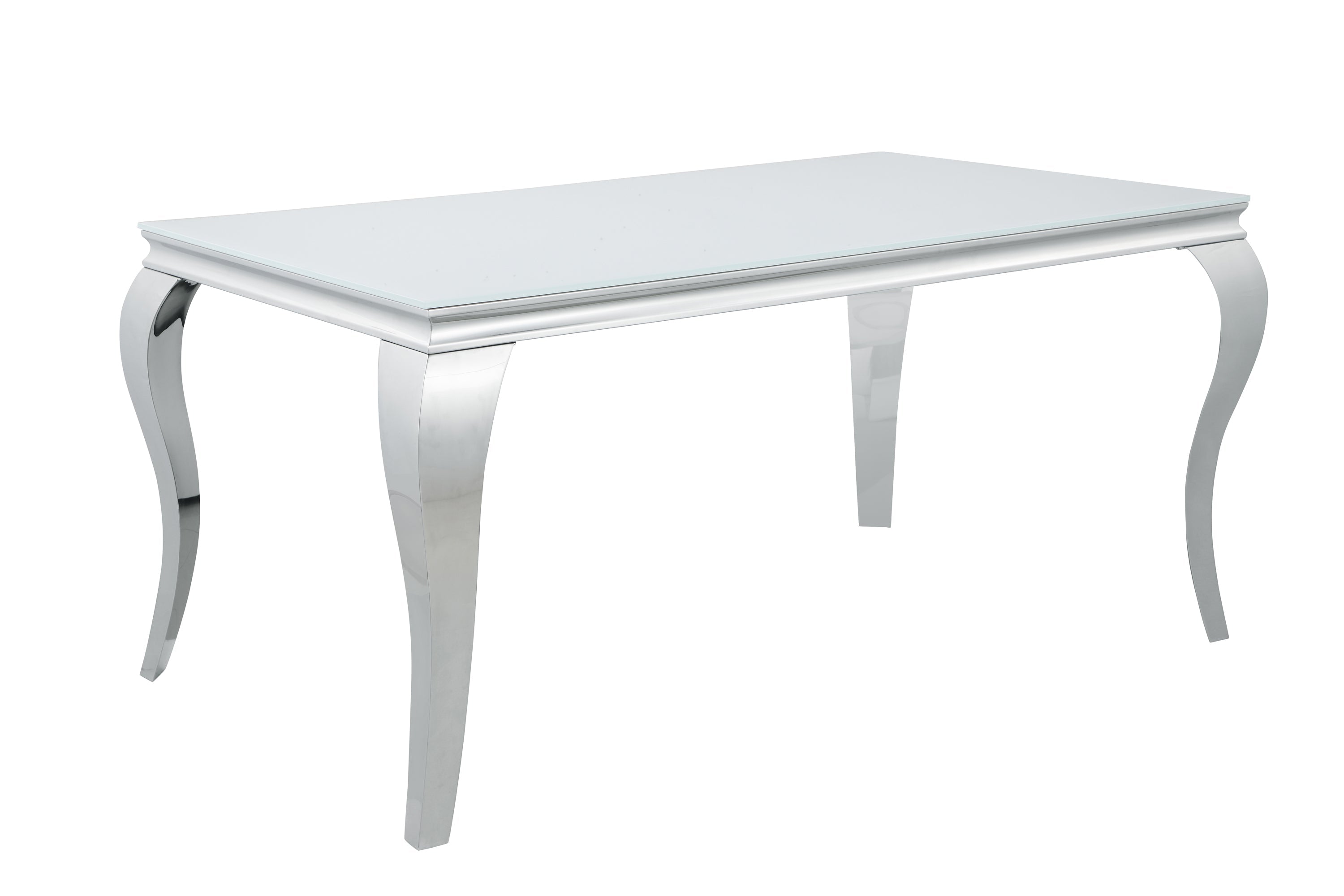 Carone Glass Top Dining Table White and Chrome