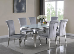 Carone Glass Top Dining Table White and Chrome