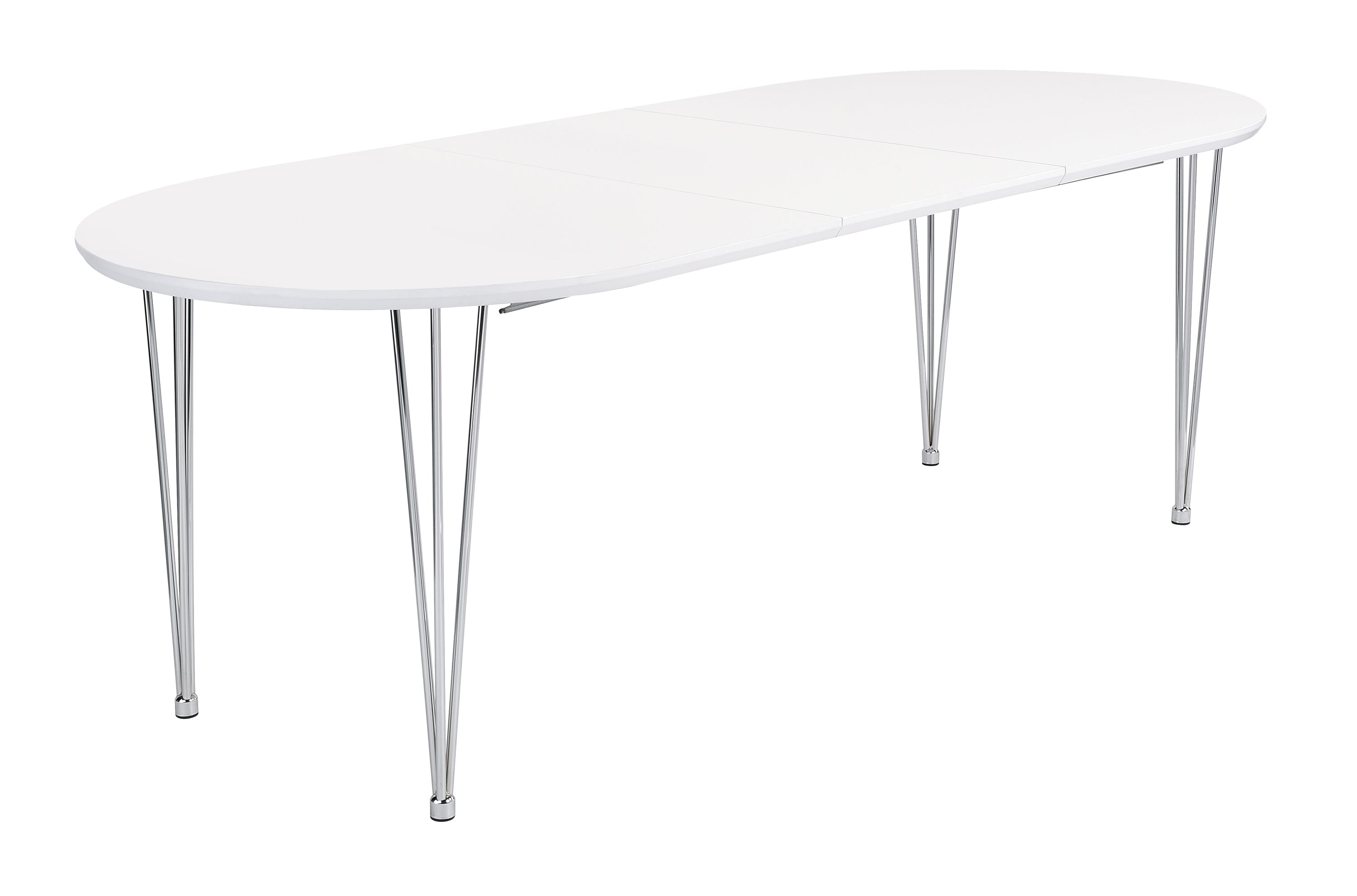 Heather Oval Dining Table with Hairpin Legs Matte White and Chrome