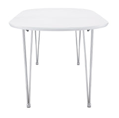 Heather Oval Dining Table with Hairpin Legs Matte White and Chrome