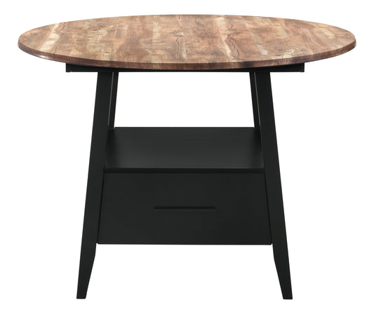 Gibson 1-drawer Round Counter Height Table Yukon Oak and Black