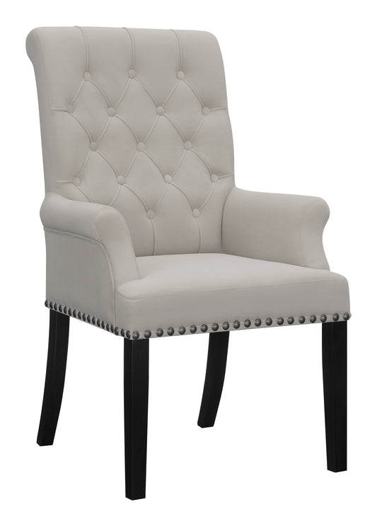 Alana Upholstered Tufted Arm Chair with Nailhead Trim