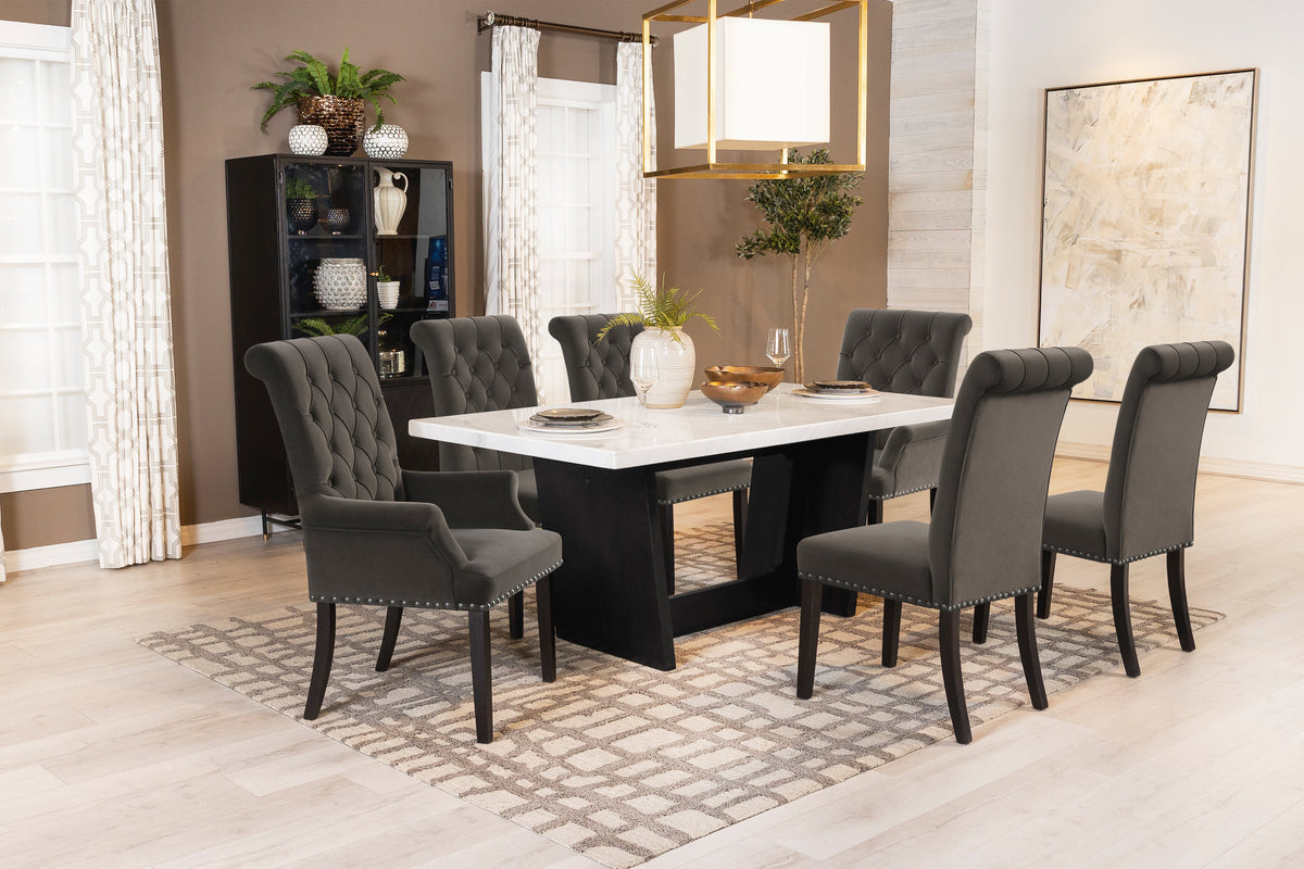 Osborne 5-piece Rectangular Marble Top Dining Set Brown and White