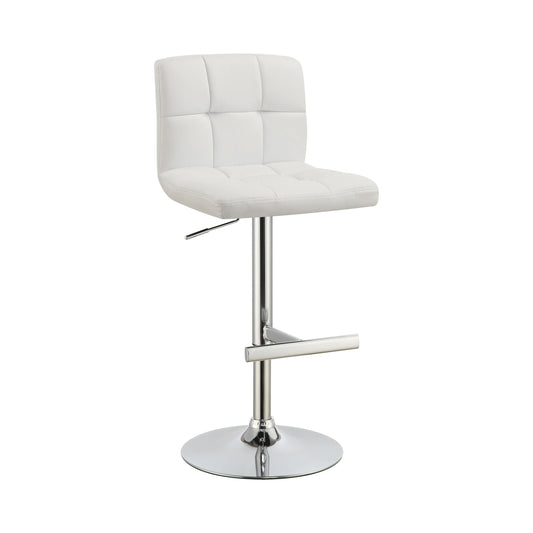 Lenny Adjustable Height Bar Stools Chrome and White (Set of 2)