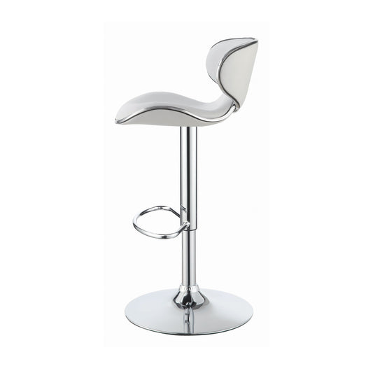 Edenton Upholstered Adjustable Height Bar Stools White and Chrome (Set of 2)