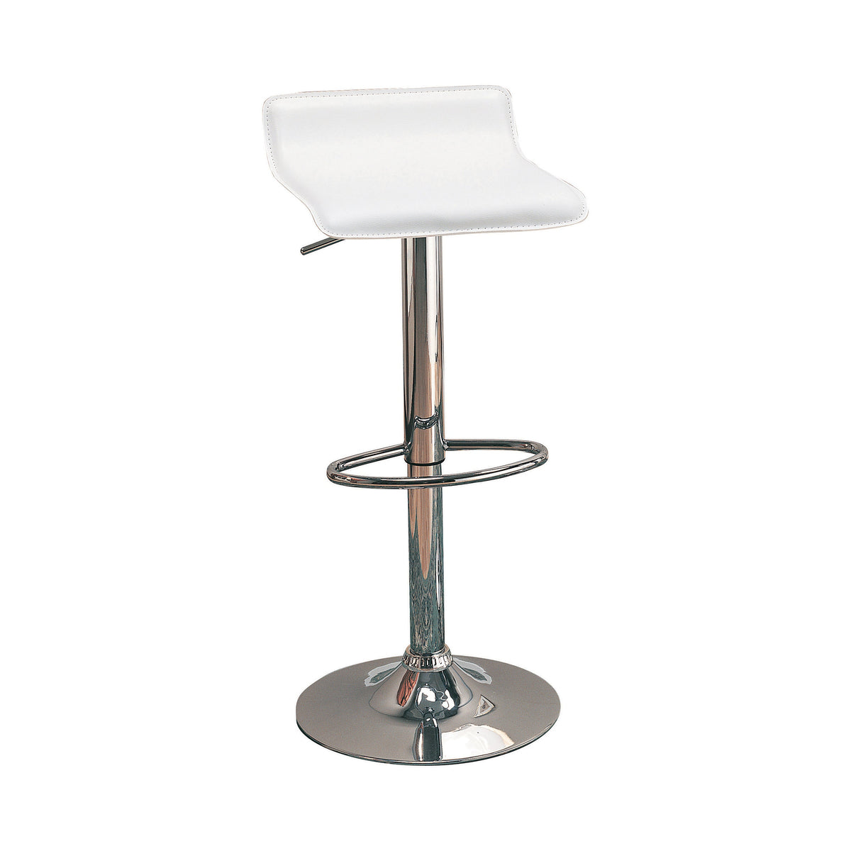 Bidwell 29? Upholstered Backless Adjustable Bar Stools White and Chrome (Set of 2)