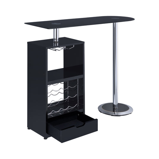 Koufax 1-drawer Bar Table Glossy Black