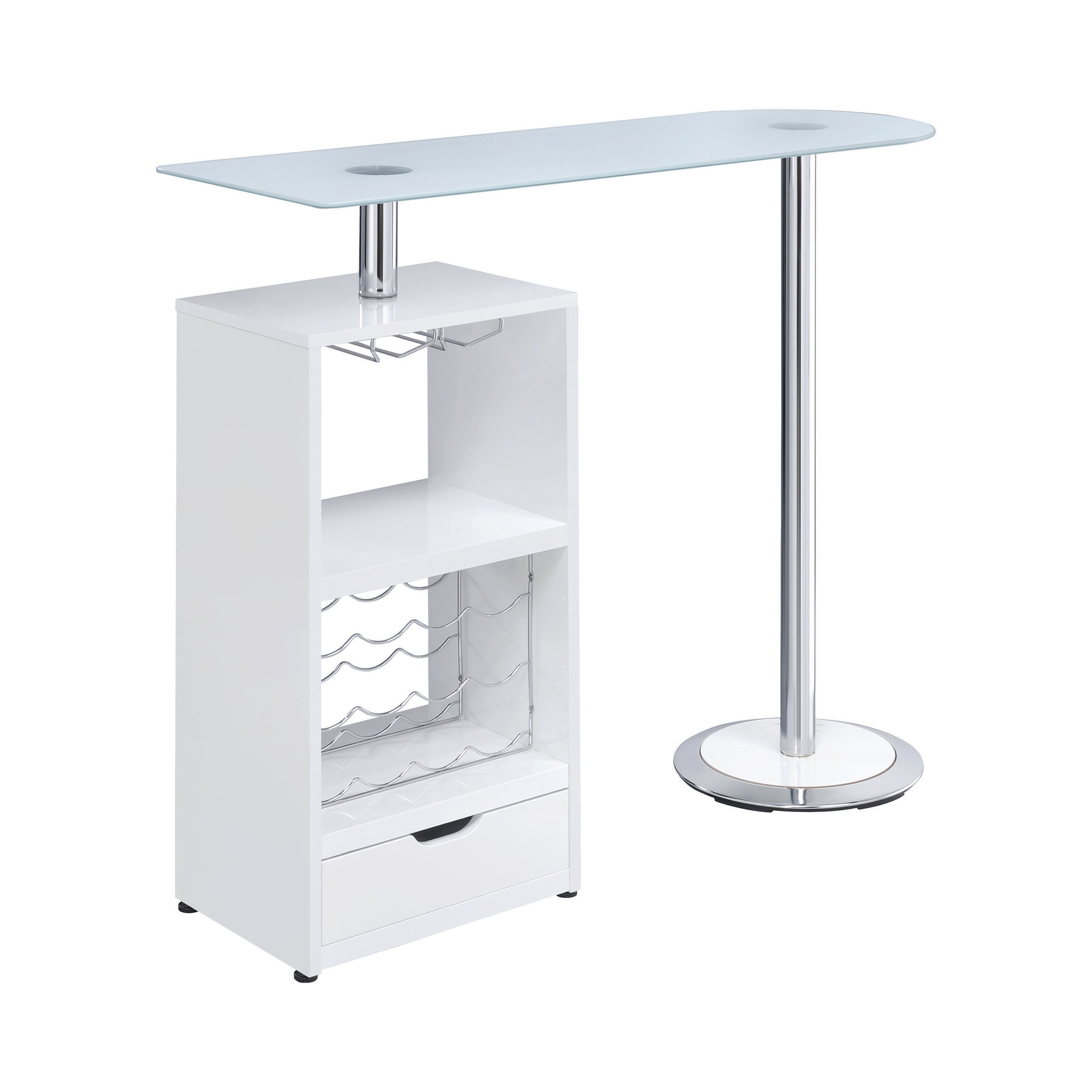 Koufax 1-drawer Bar Table Glossy White