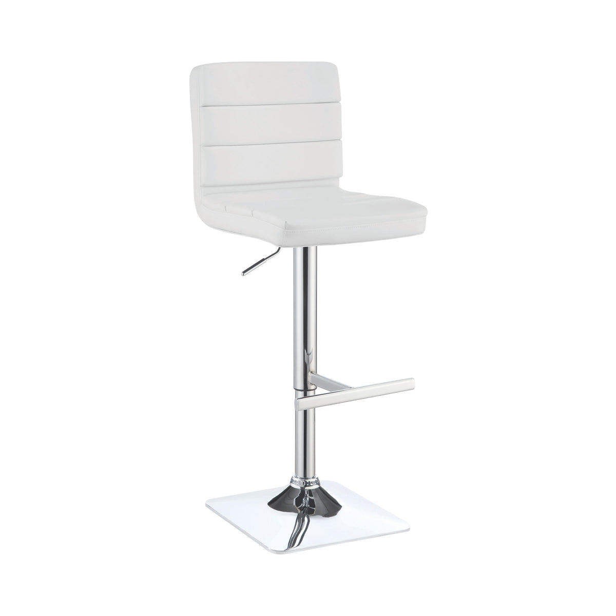 Bianca Upholstered Adjustable Bar Stools White and Chrome (Set of 2)