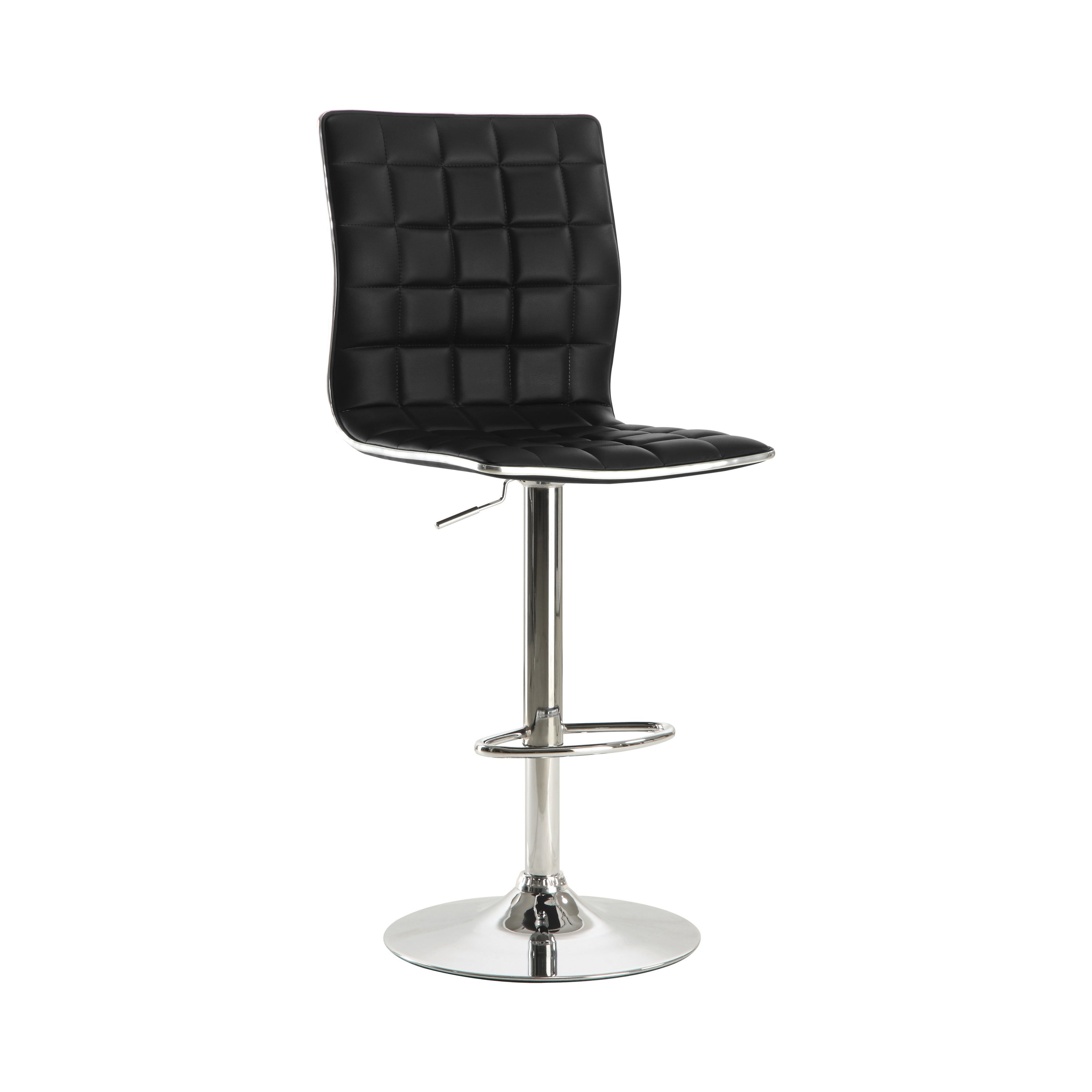 Ashbury Upholstered Adjustable Bar Stools Black and Chrome (Set of 2)